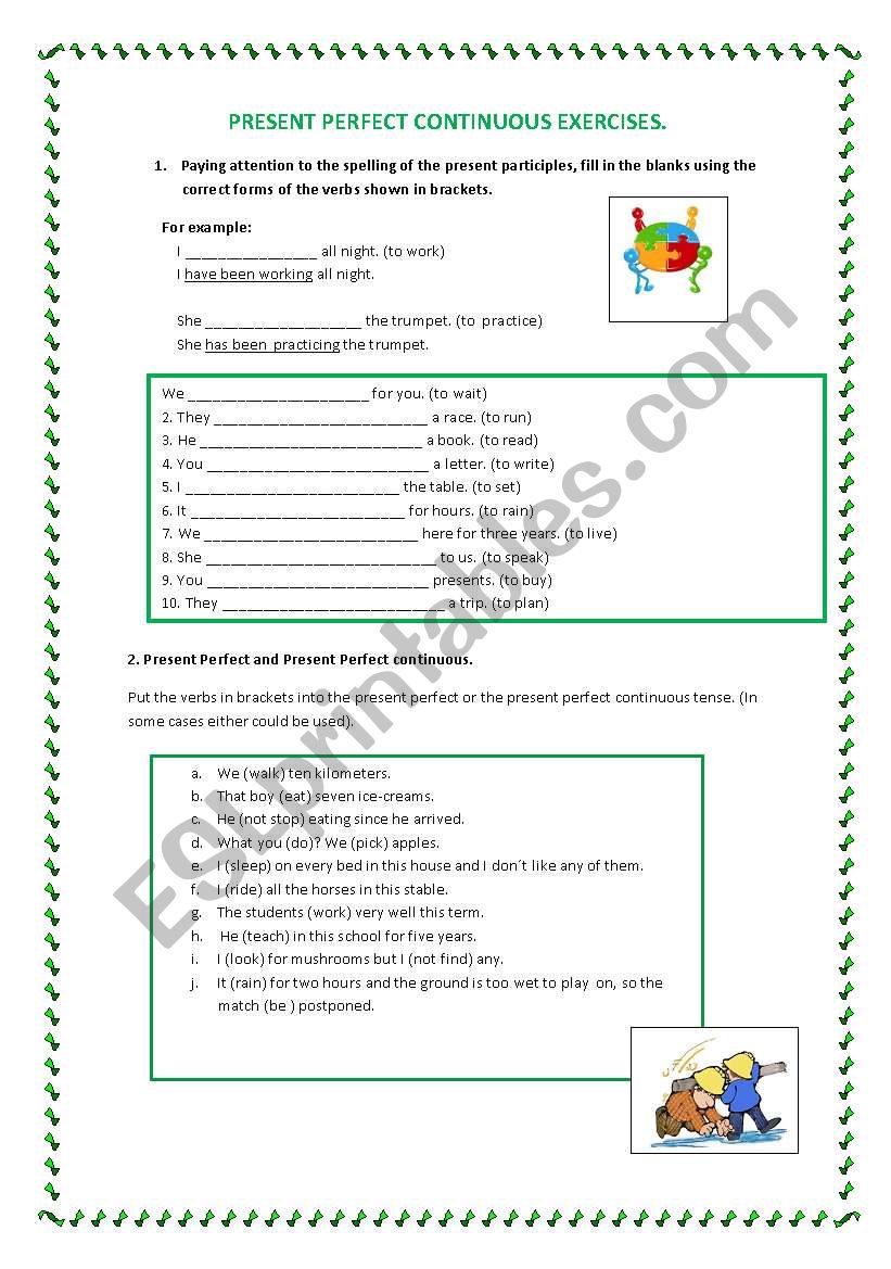 Present Perfect exercises worksheet