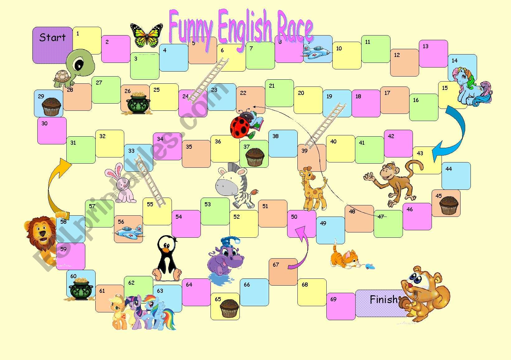 Board Game Funny English Race worksheet