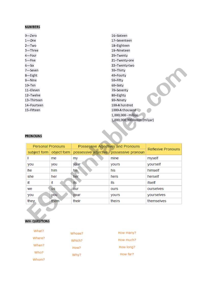 Elemantary Vocabulary worksheet