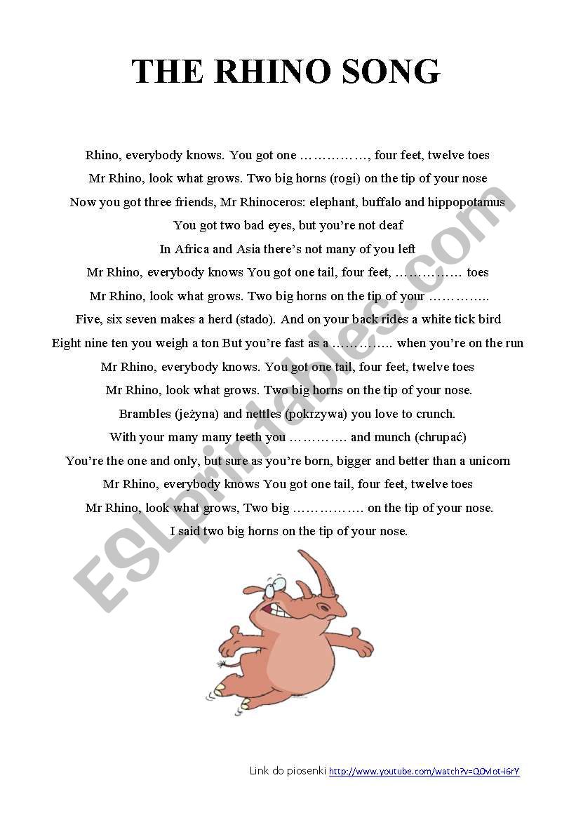 the Rhino song worksheet