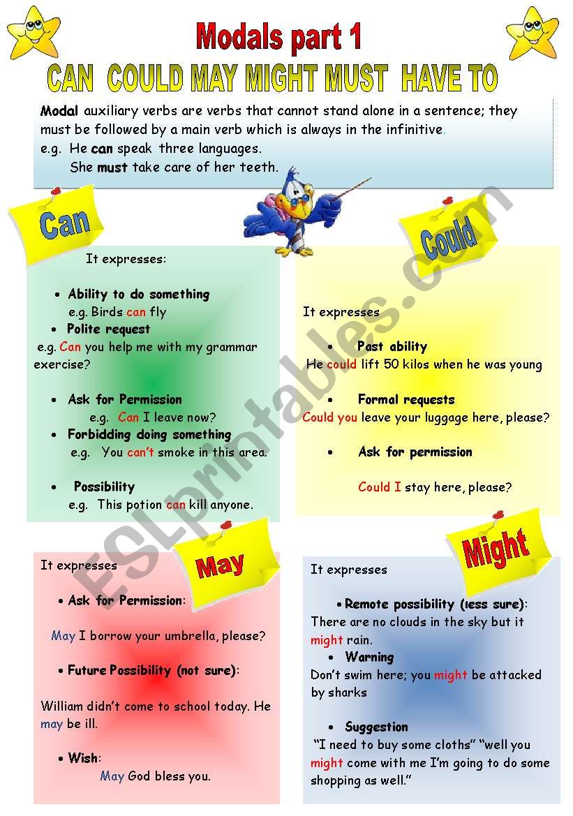 modals part 1/2 worksheet