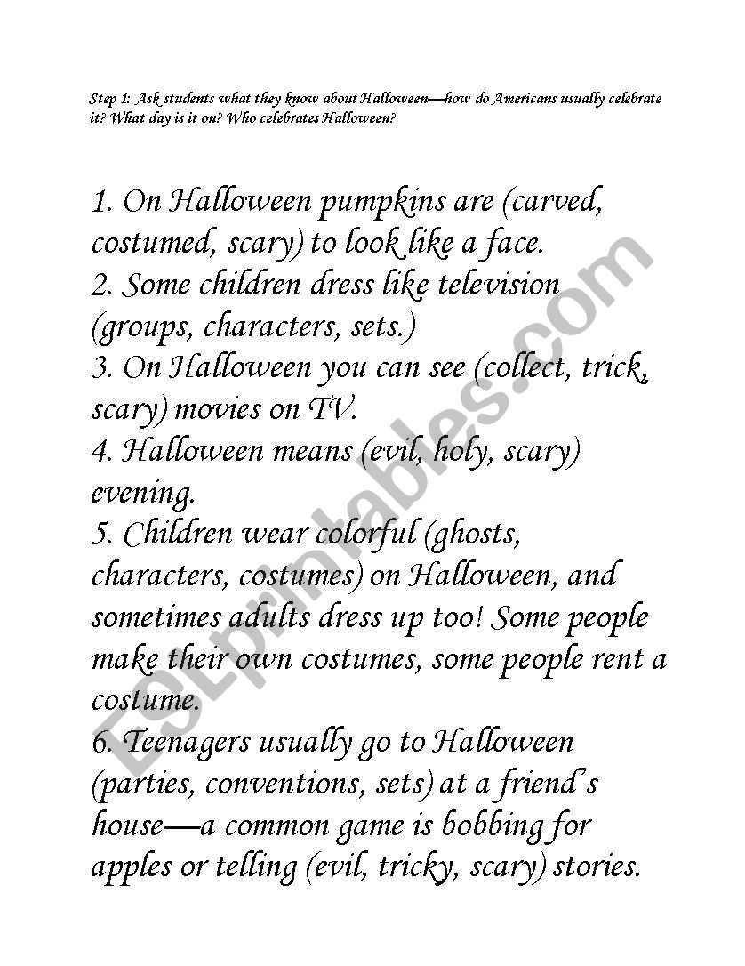 Halloween worksheet