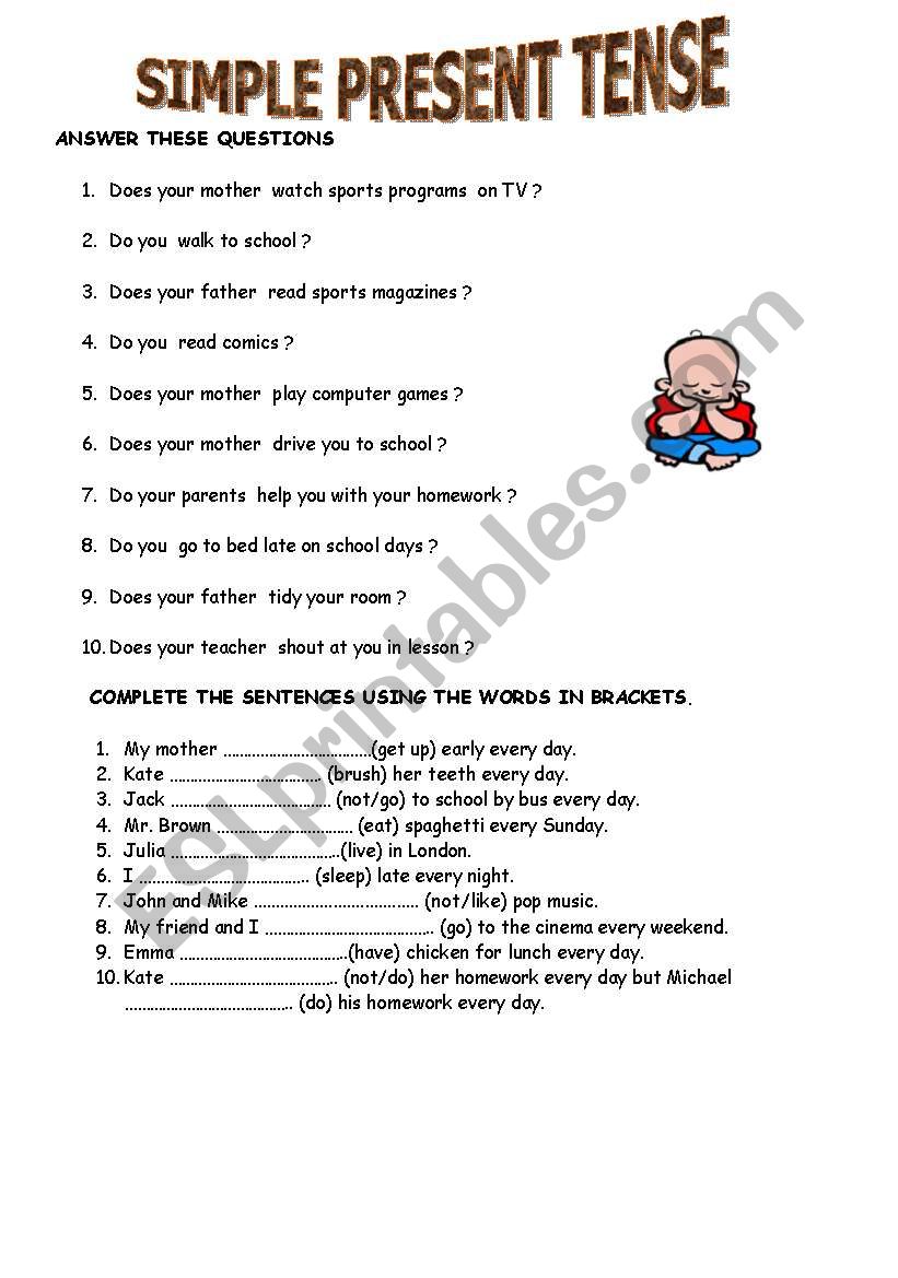 SIMPLE PERESENT TENSE worksheet