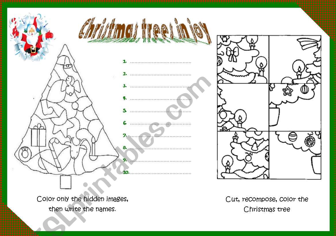 Christmas tree in joy worksheet