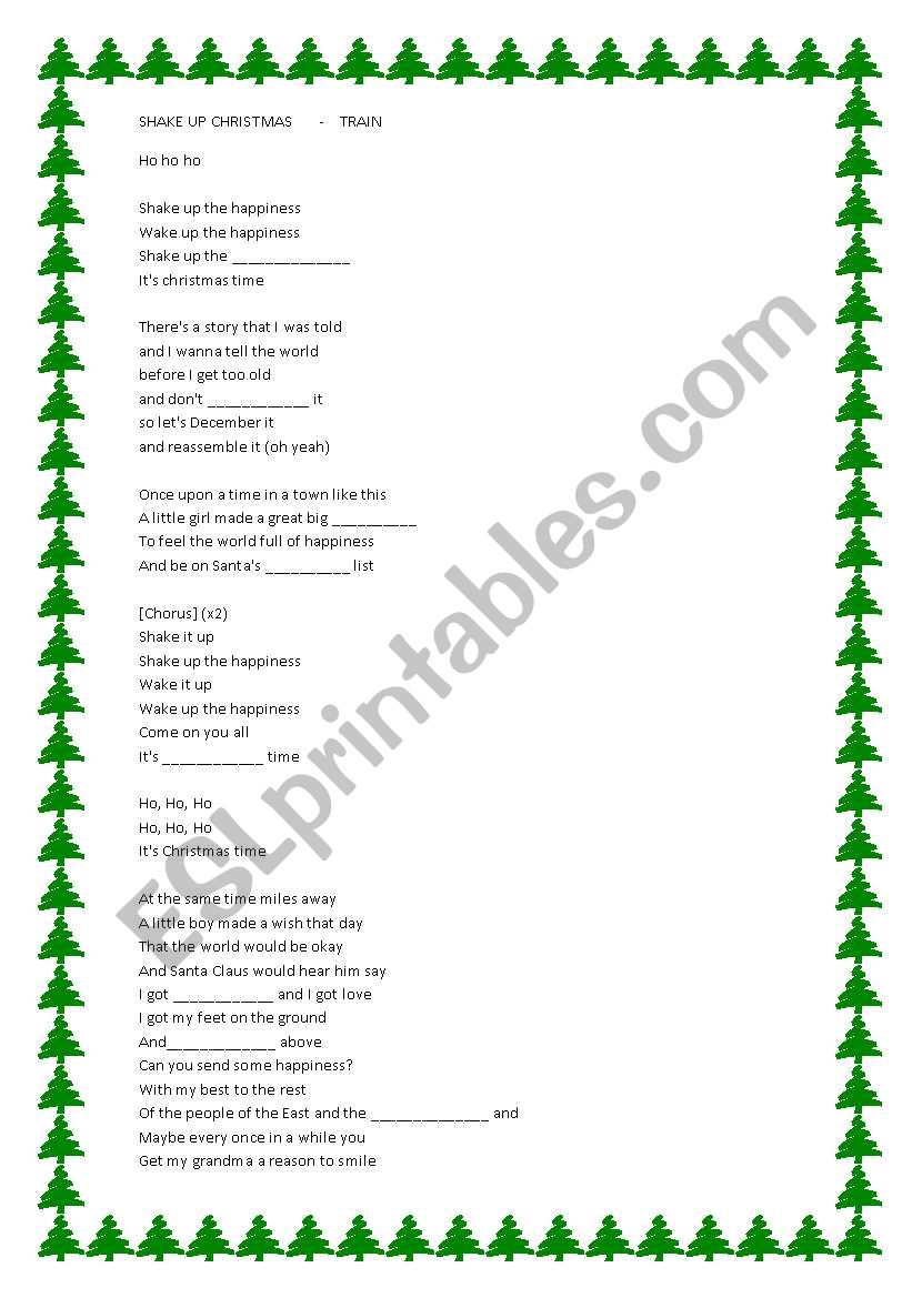 SHAKE UP CHRISTMAS-LISTENING worksheet