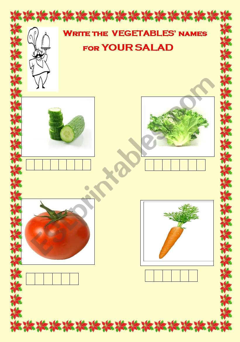 vegetables worksheet