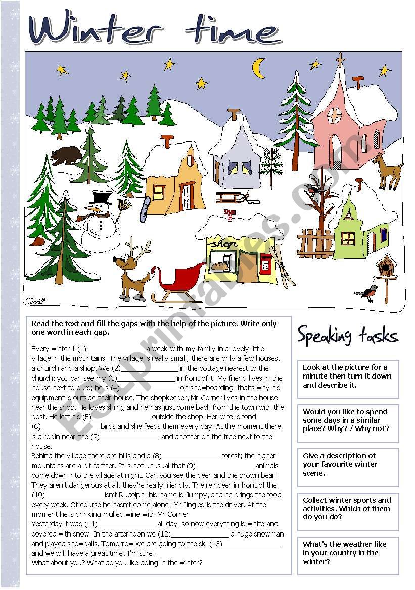 Winter time worksheet