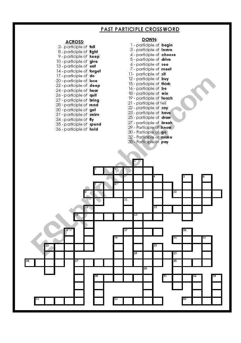 PARTICIPLES PUZZLE worksheet