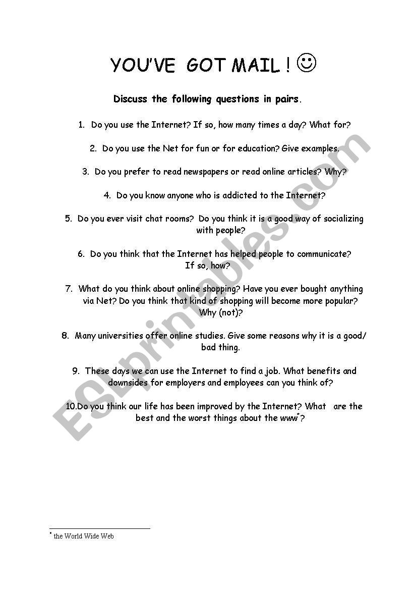 YouÂ´ve got mail worksheet