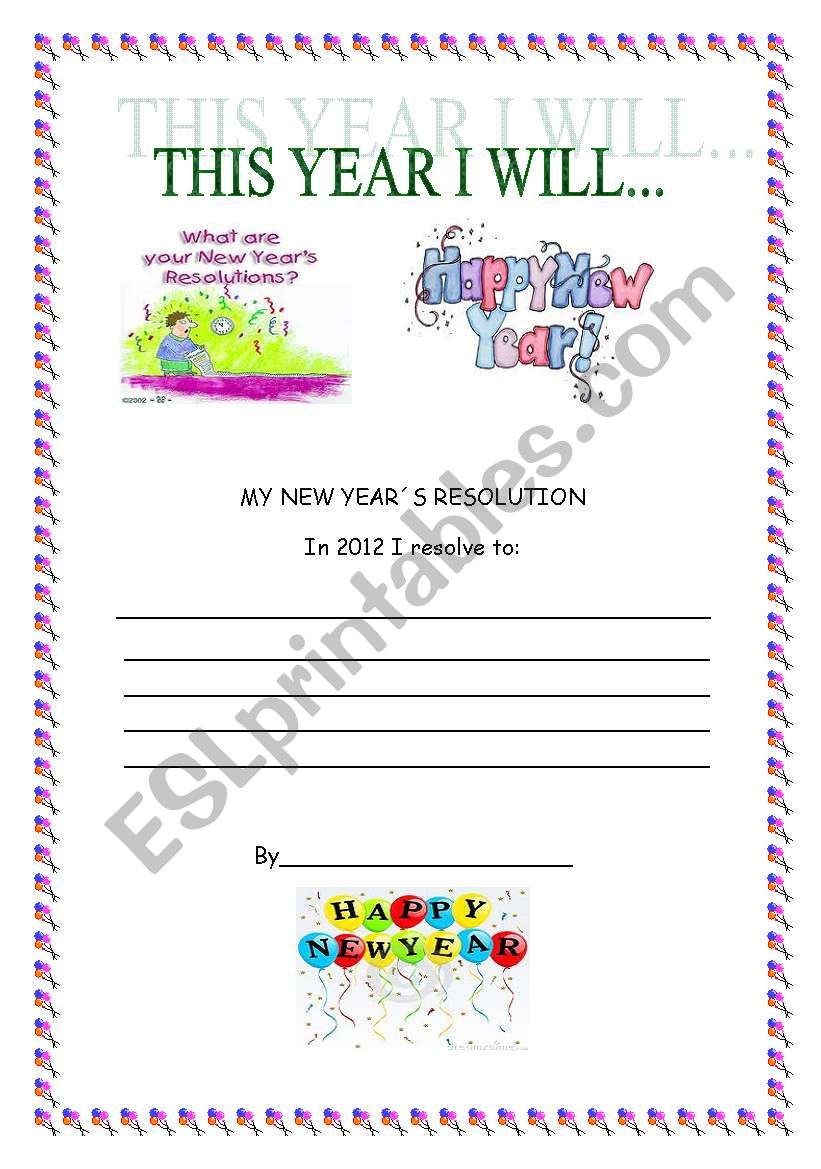 MY NEW YEARS RESOLUTION worksheet