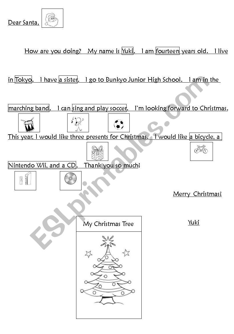 Letter to Santa worksheet