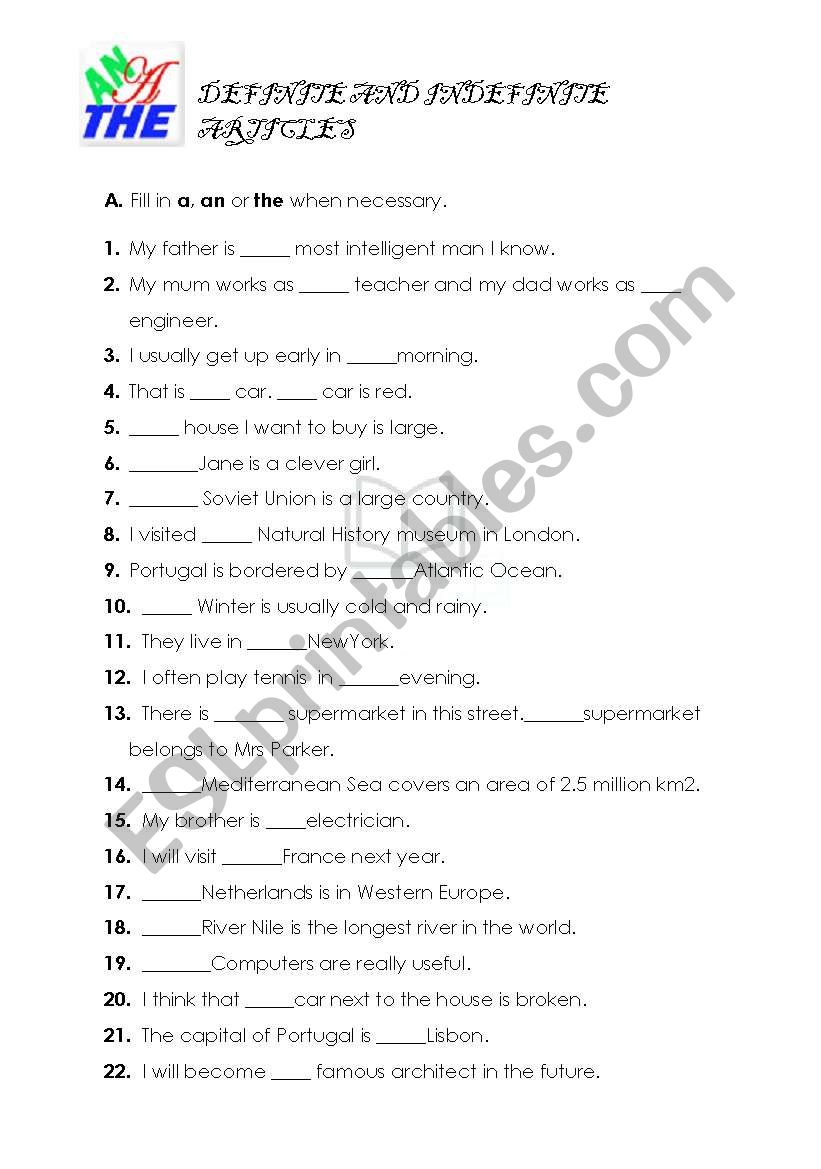 Definite and indefinite article