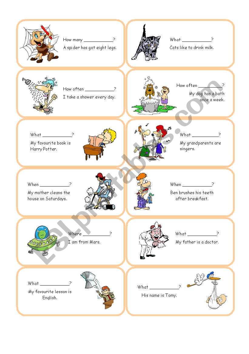 Present Simple Questions Cards - Set 1