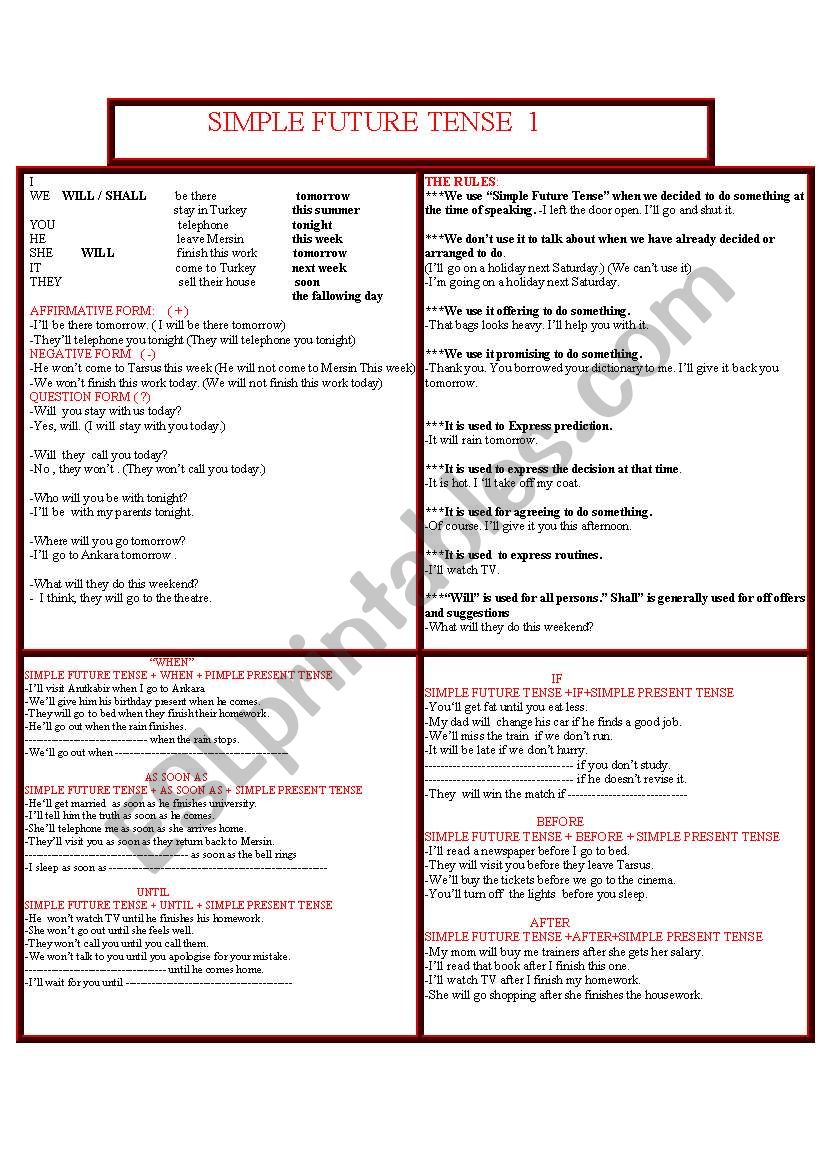 simple future tense 1 worksheet