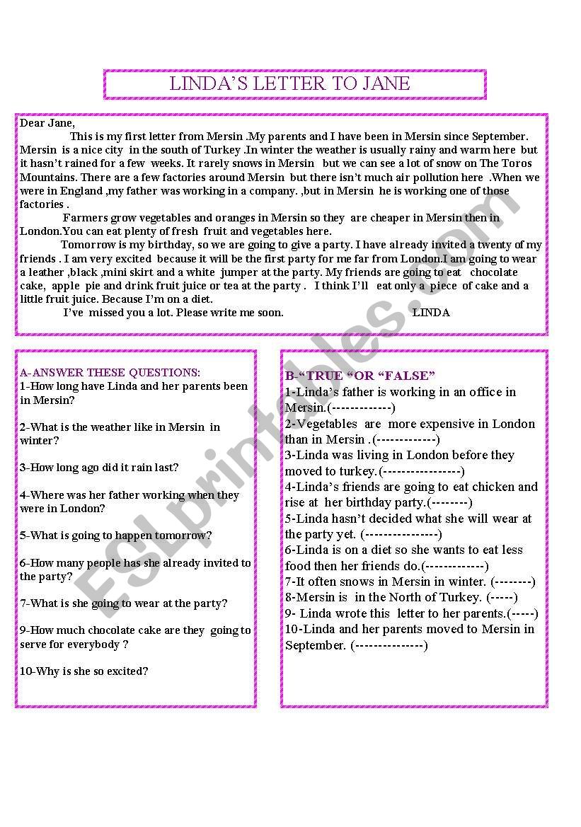 aletter Simple Past tense worksheet