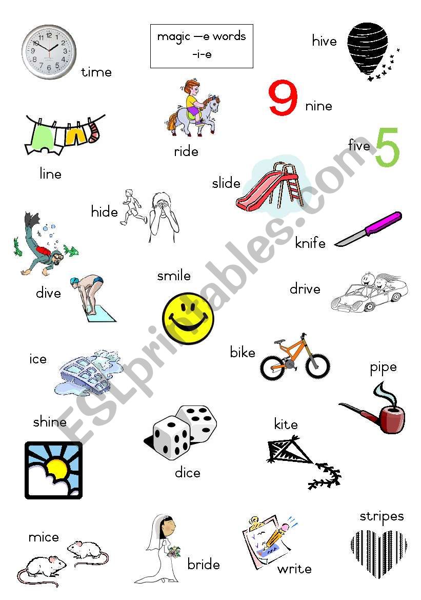 Magic e words- long i  worksheet
