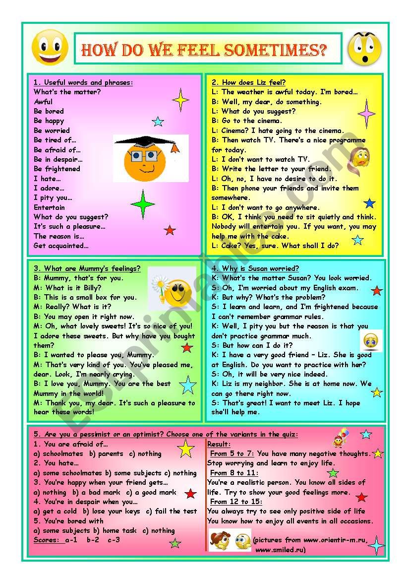 How Do We Feel Sometimes? worksheet