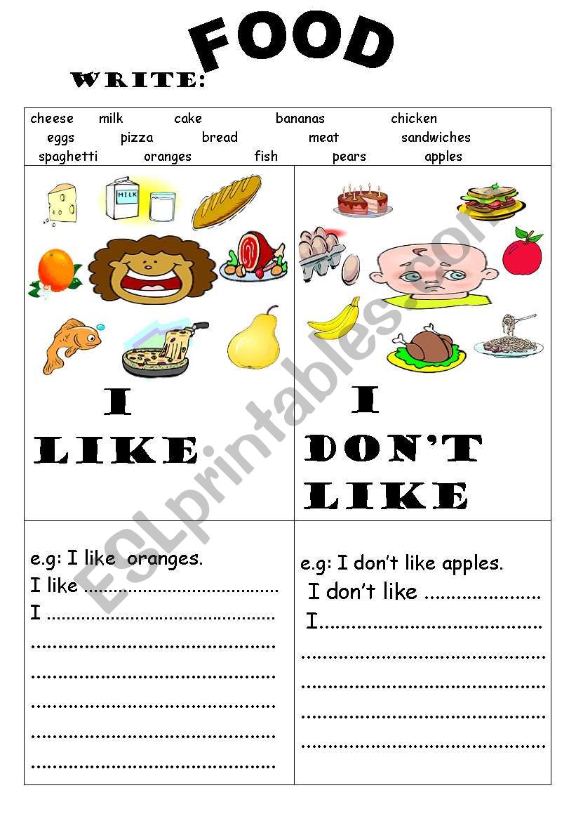 FOOD worksheet