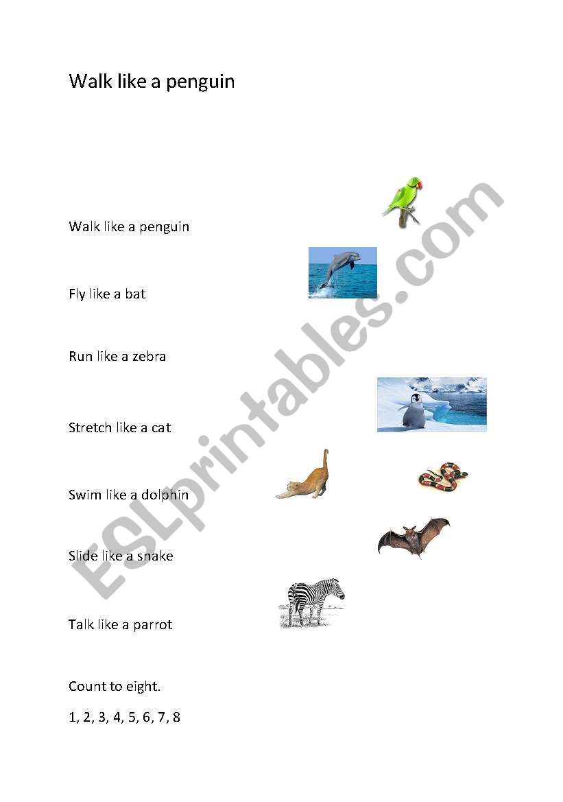 Walk like a penguin worksheet