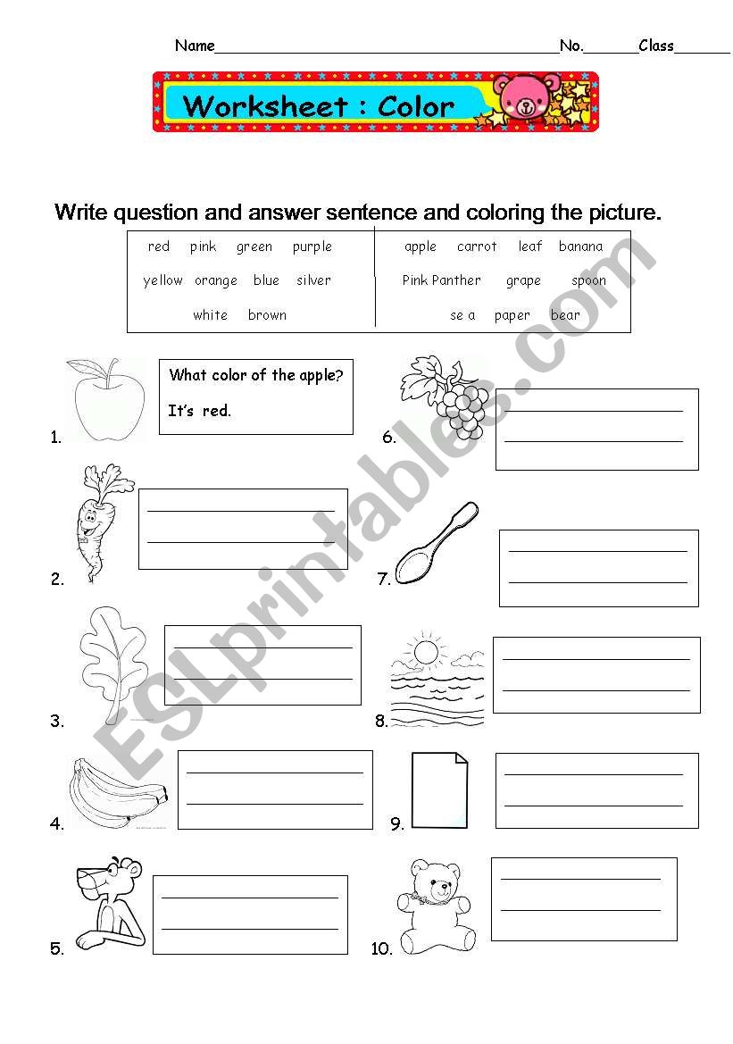 Colors worksheet