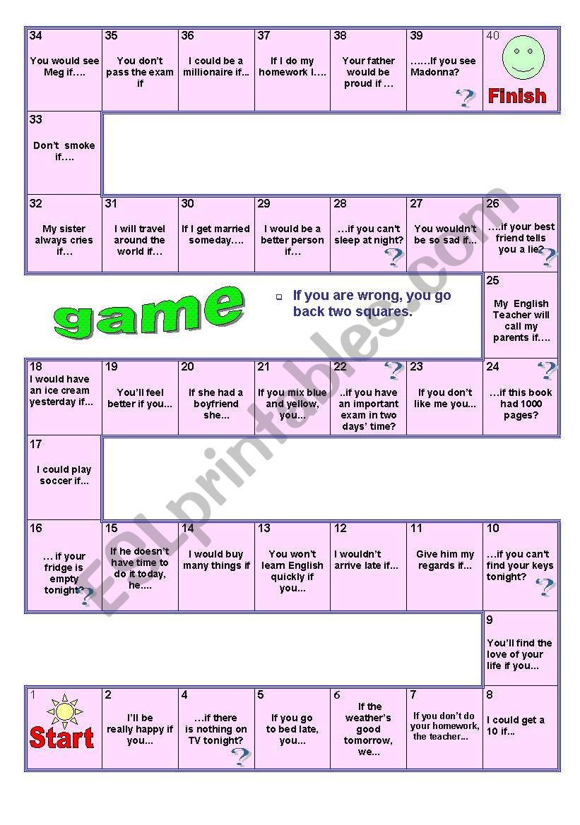 Conditional Game worksheet