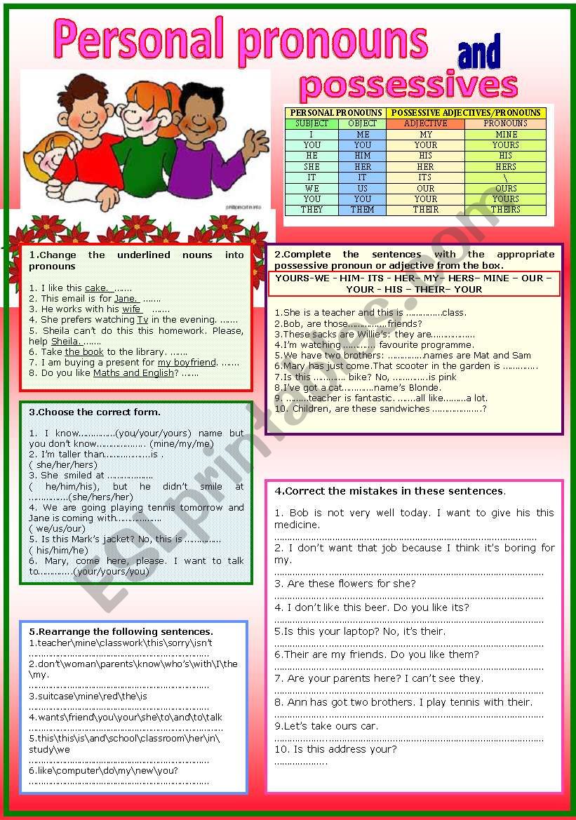 PERSONAL PRONOUNS AND POSSESSIVES