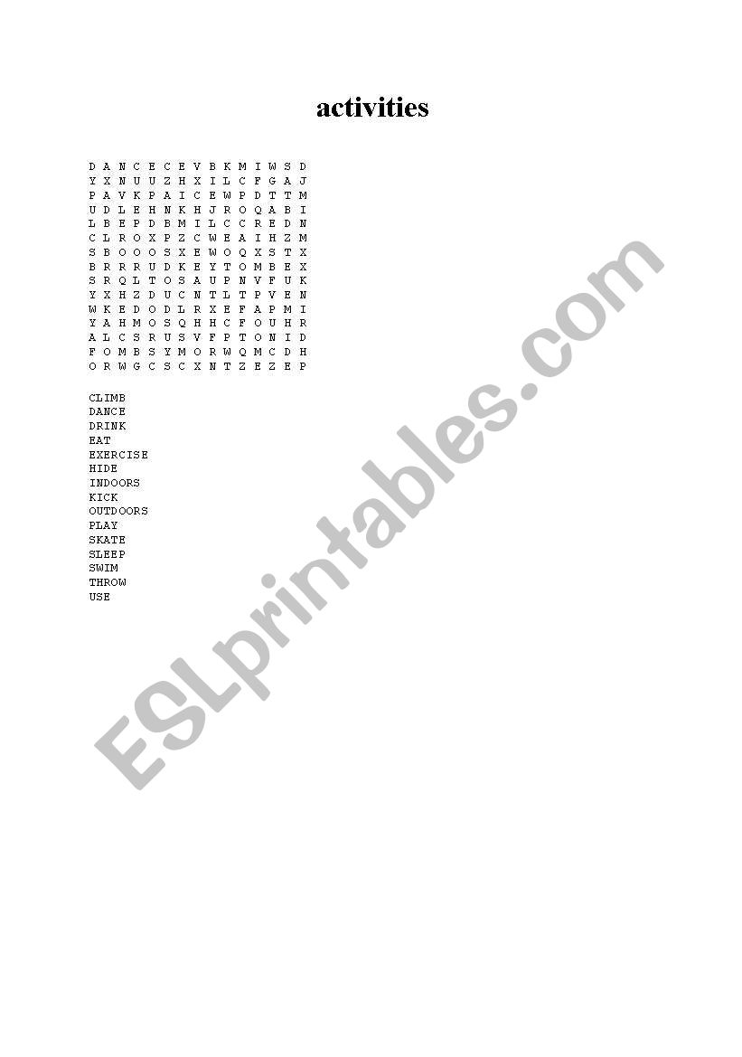 activities puzzle worksheet