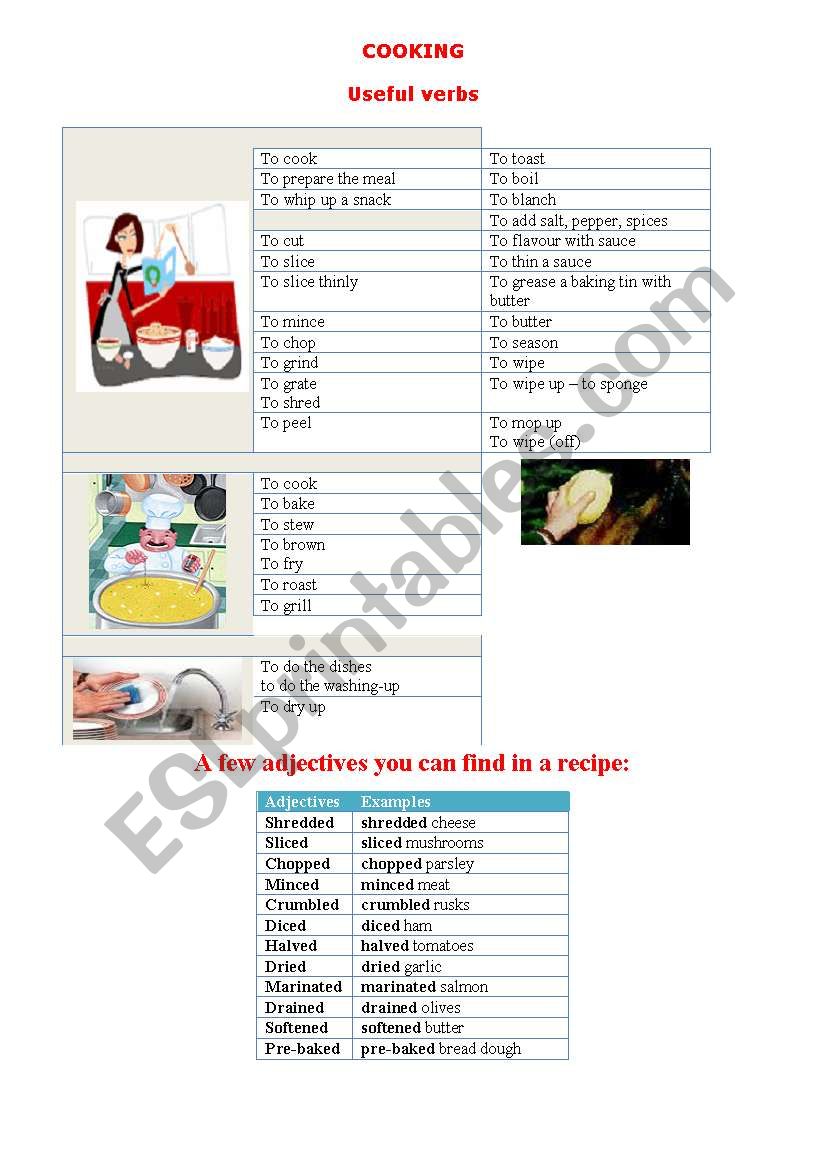 Cooking worksheet