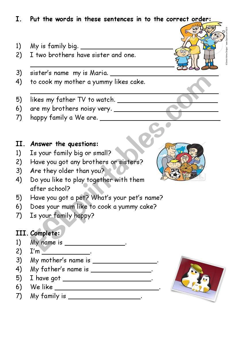 My family worksheet