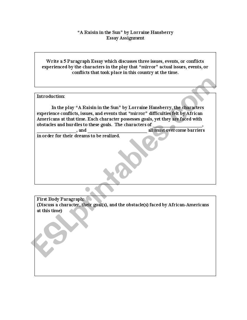 Raisin in the Sun Essay template