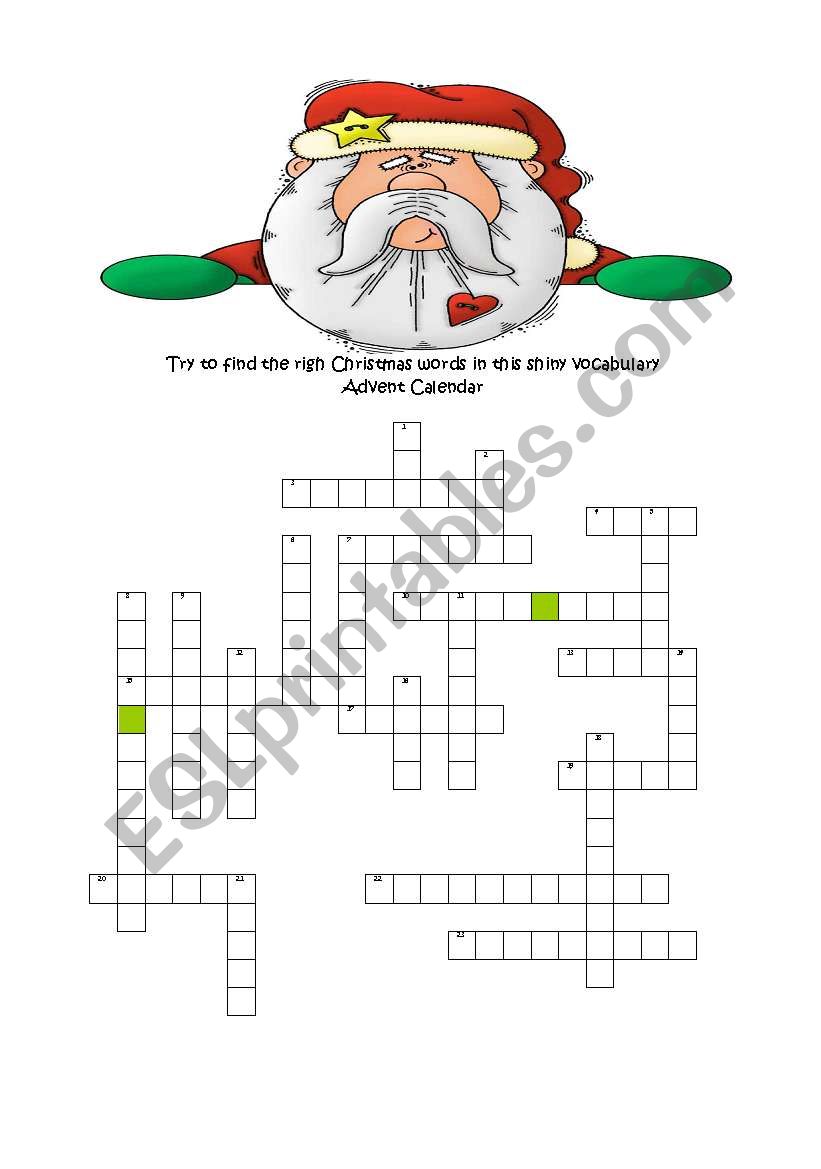 A Shiny Christmas Crossword worksheet
