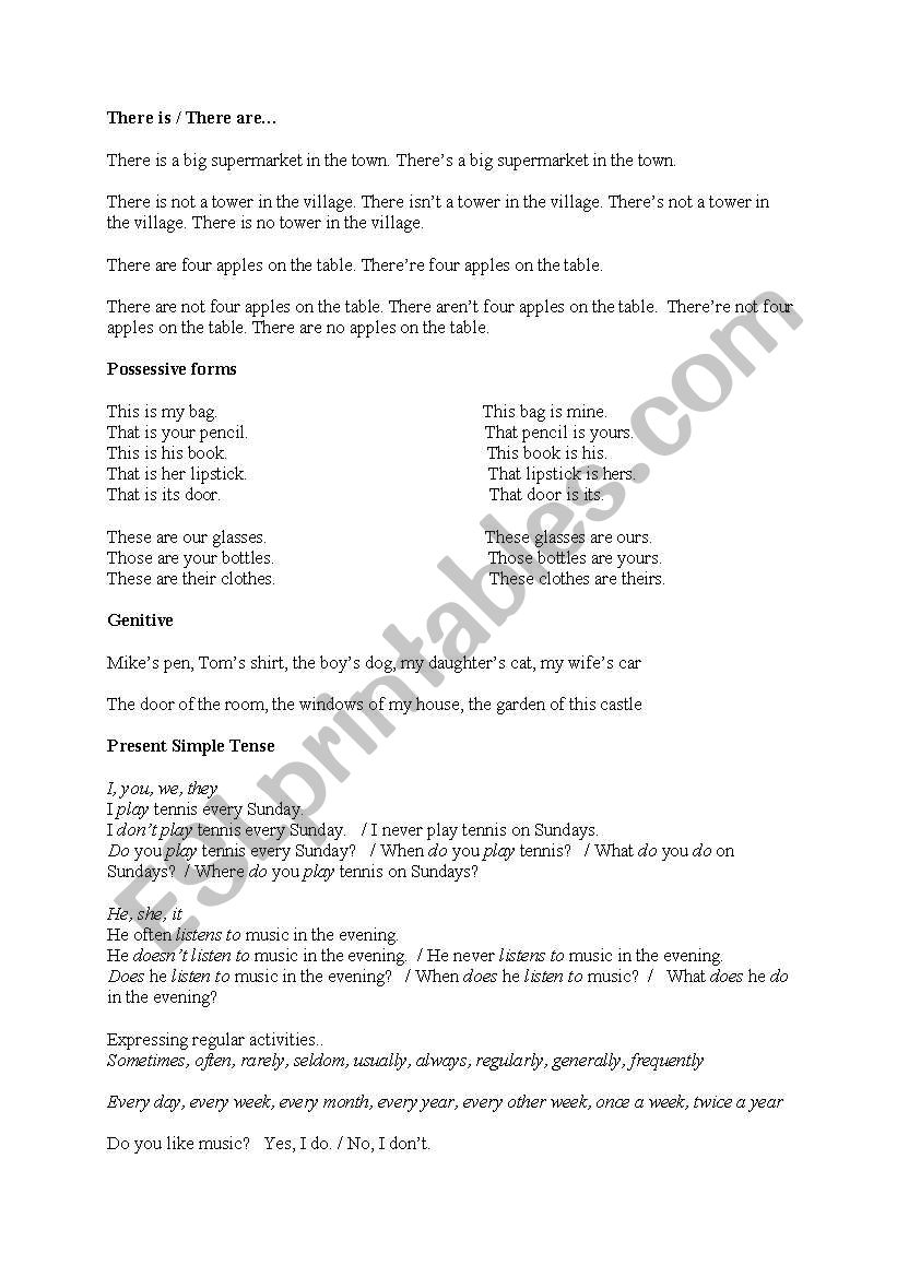 basic grammar worksheet