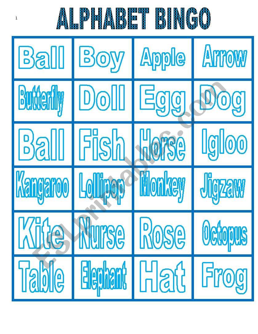 The Alphabet BINGO. Part 4 worksheet