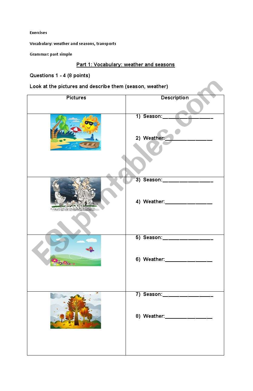 exercises worksheet