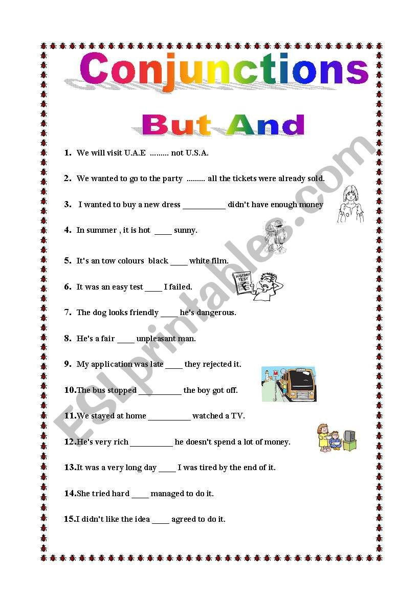 but & and Conjunctions  worksheet