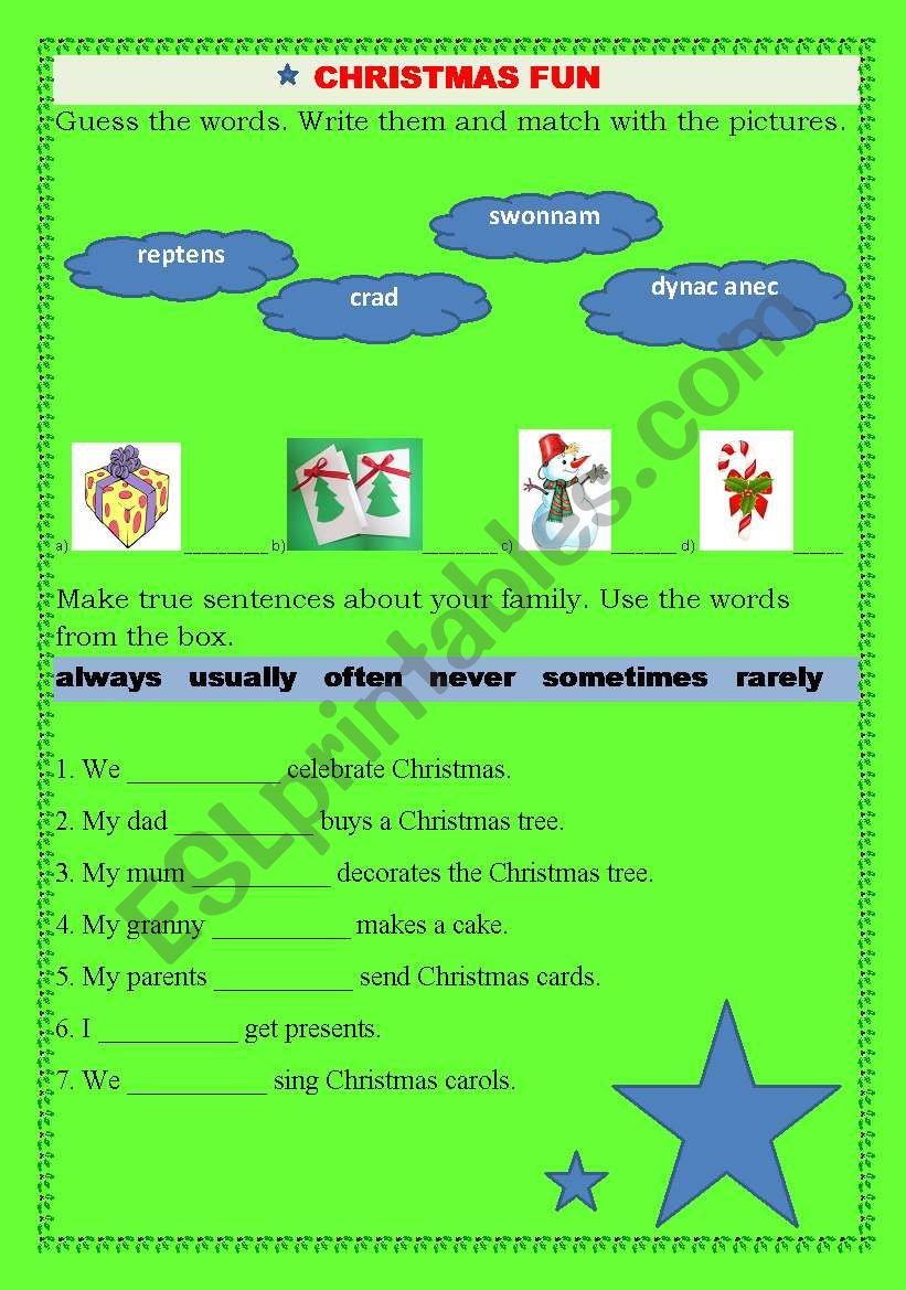 Christmas fun (part 2) worksheet