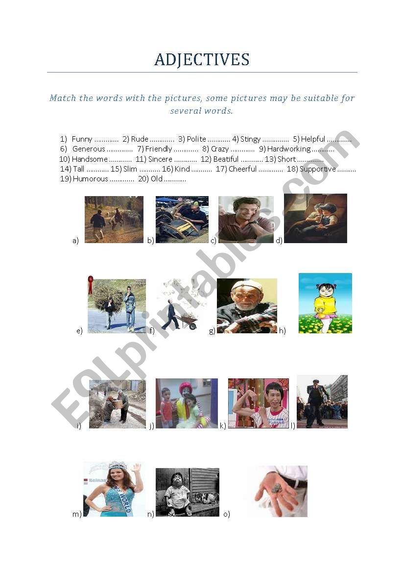 adjectives worksheet