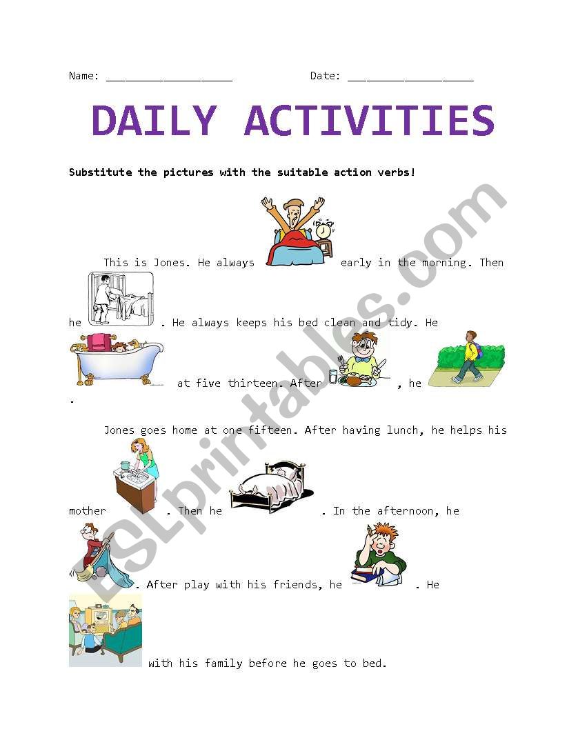 Daily Activity worksheet