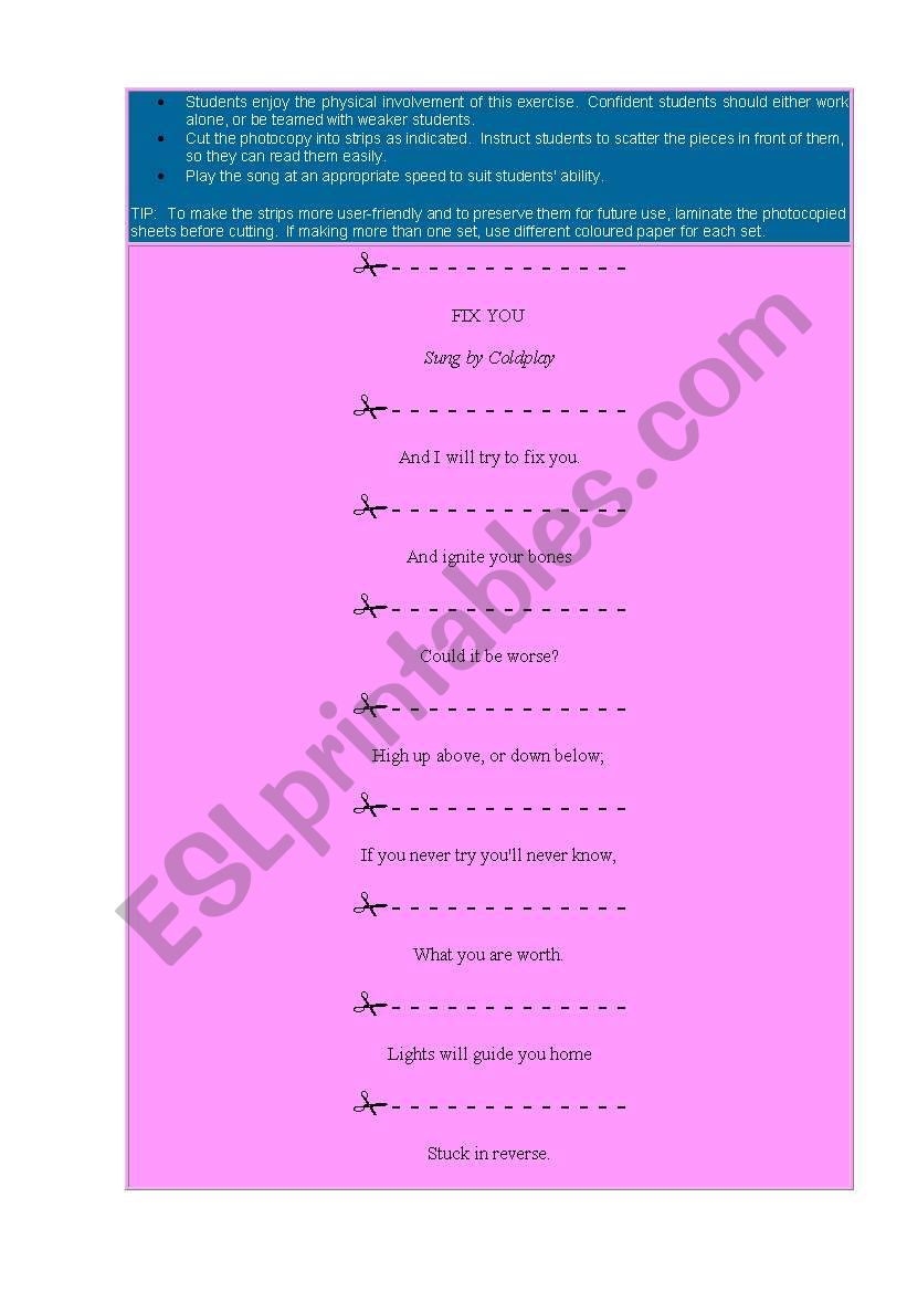 Song Activity - Coldpay Fix it