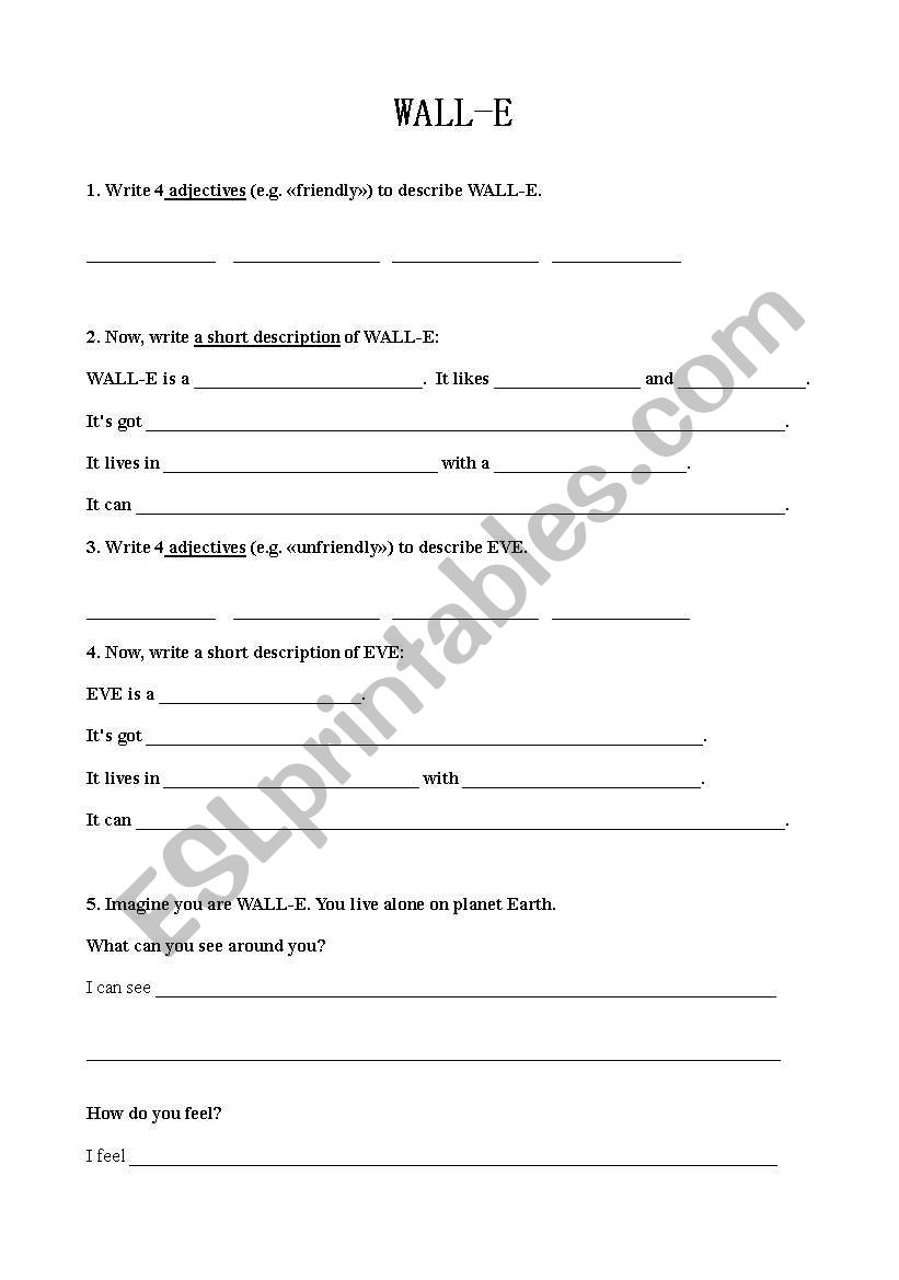 WALL-E worksheet (film) worksheet