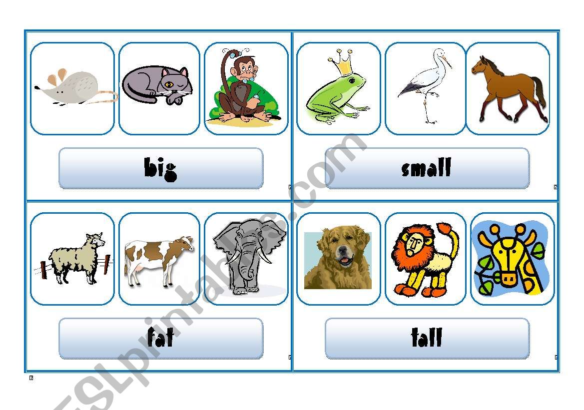SUPERLATIVE SPEAKING CARDS - animals (part 1)