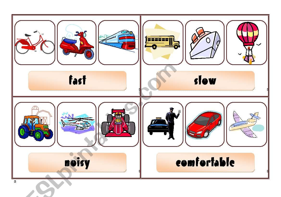 SUPERLATIVE SPEAKING CARDS - transport (part 2)