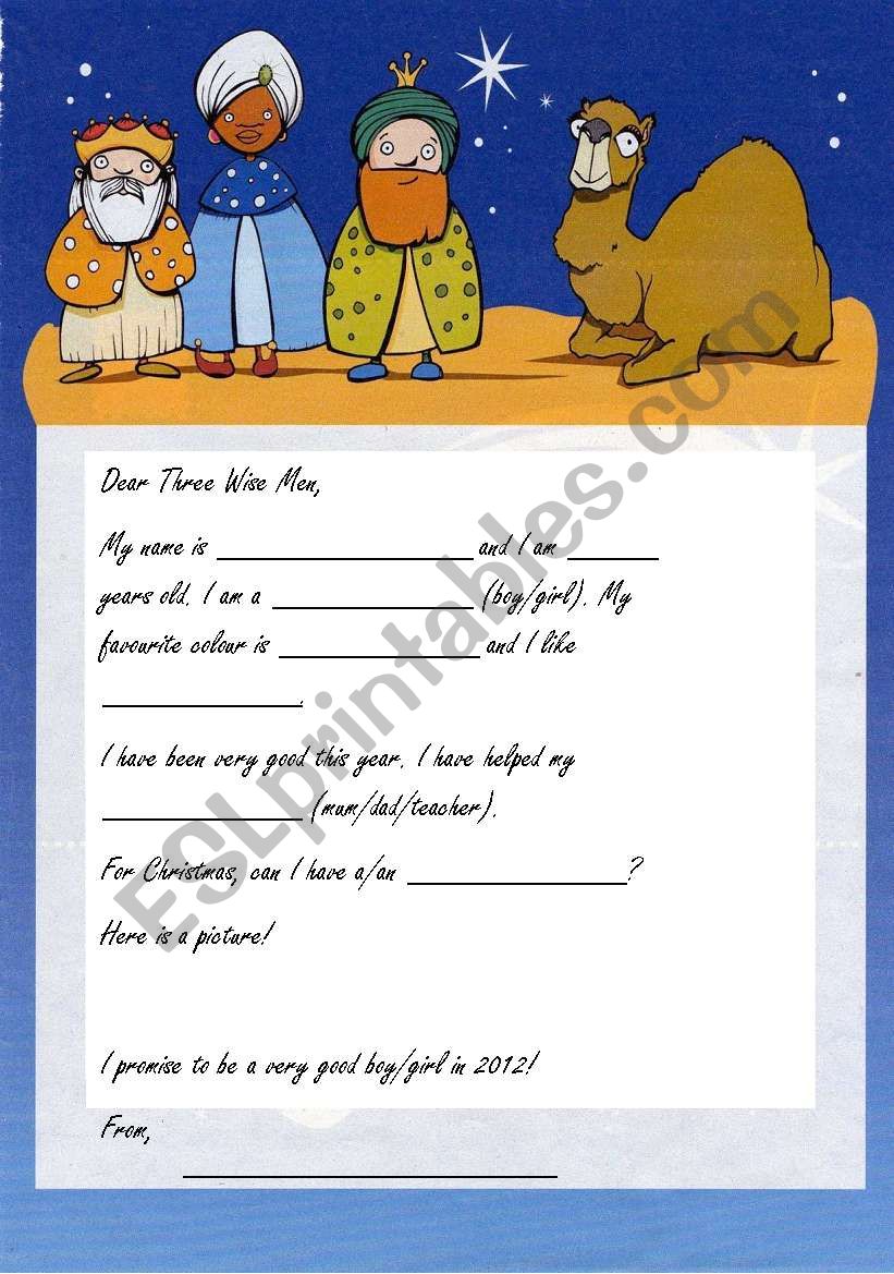 three wise men letter!!! worksheet