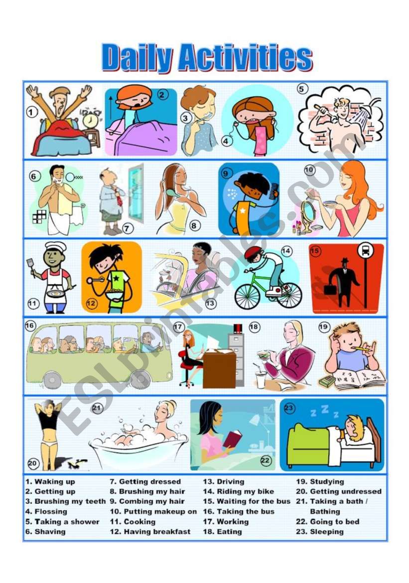 Daily Activities - Picture Dictionary