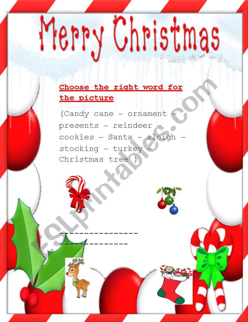 Christmas objects (part 1) worksheet