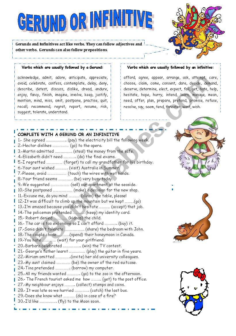 GERUND OR INFINITIVE worksheet