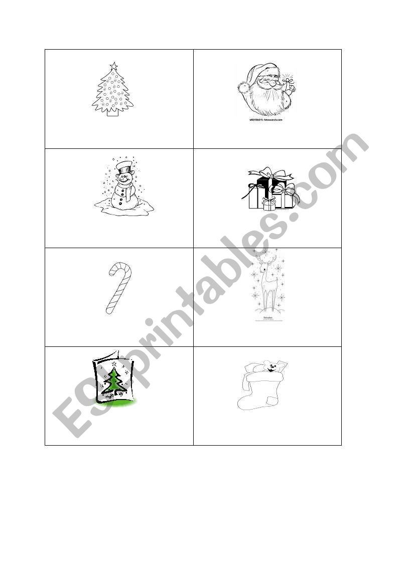 Christmas memory cards worksheet