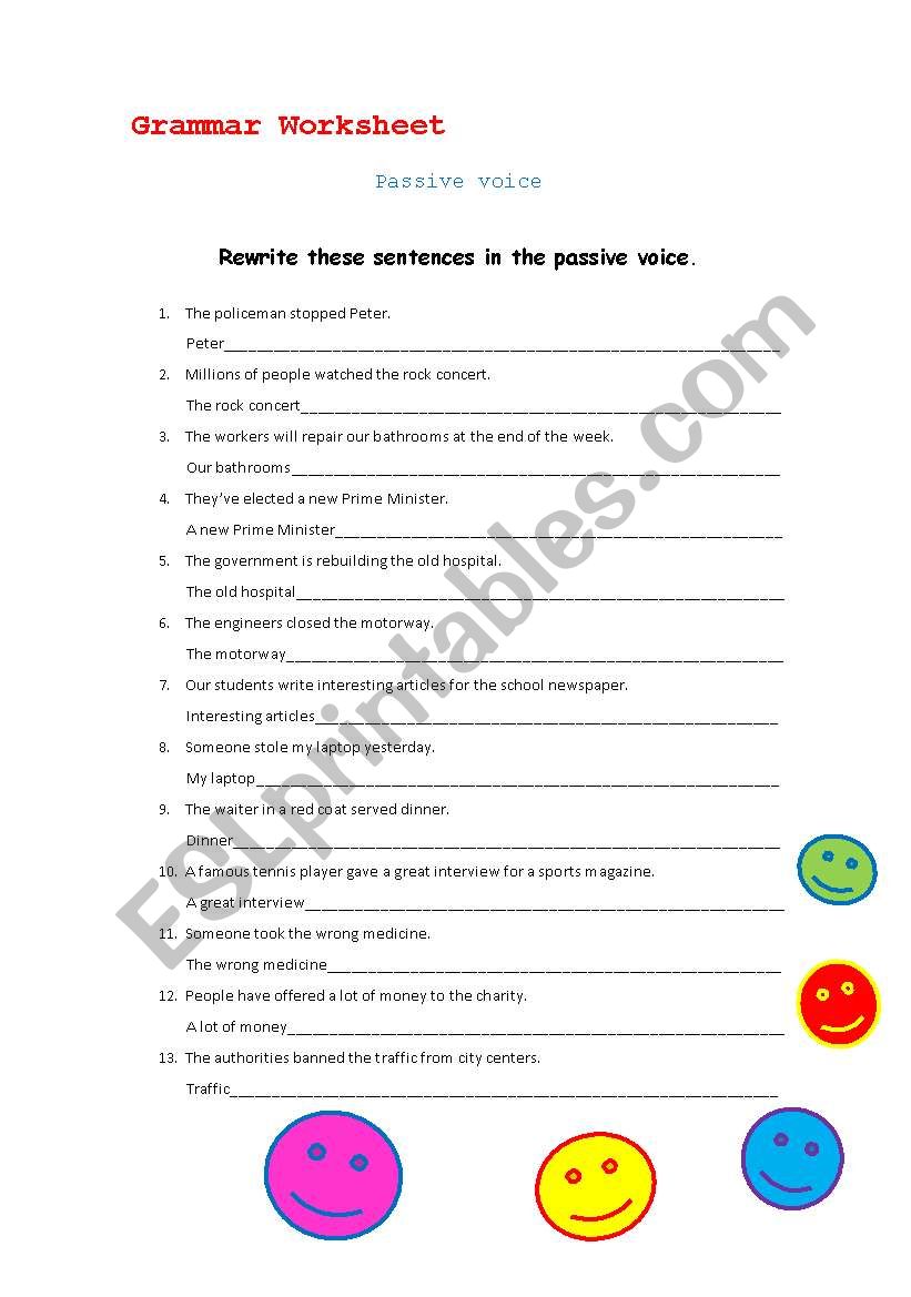 Passive voice worksheet