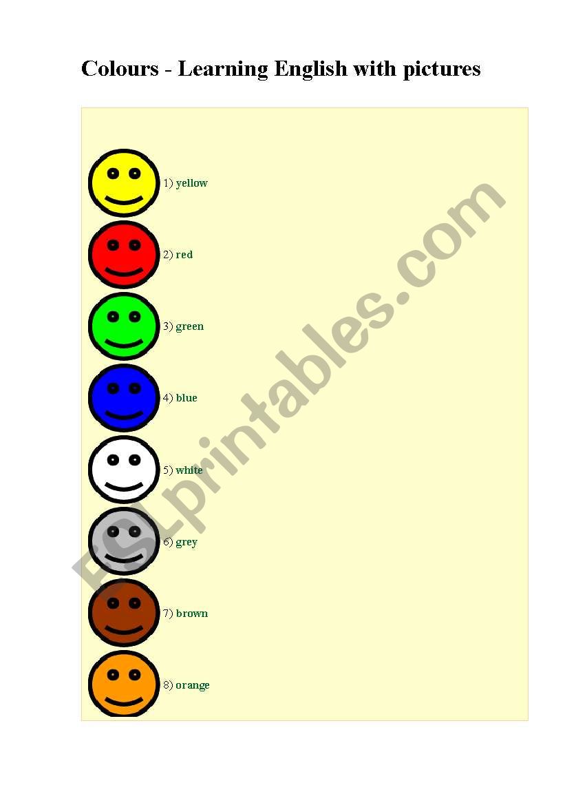 Colours worksheet