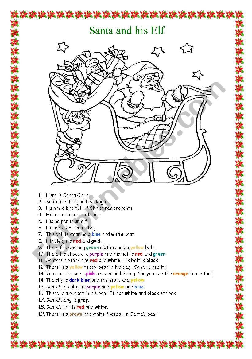 Santa and his Elf worksheet